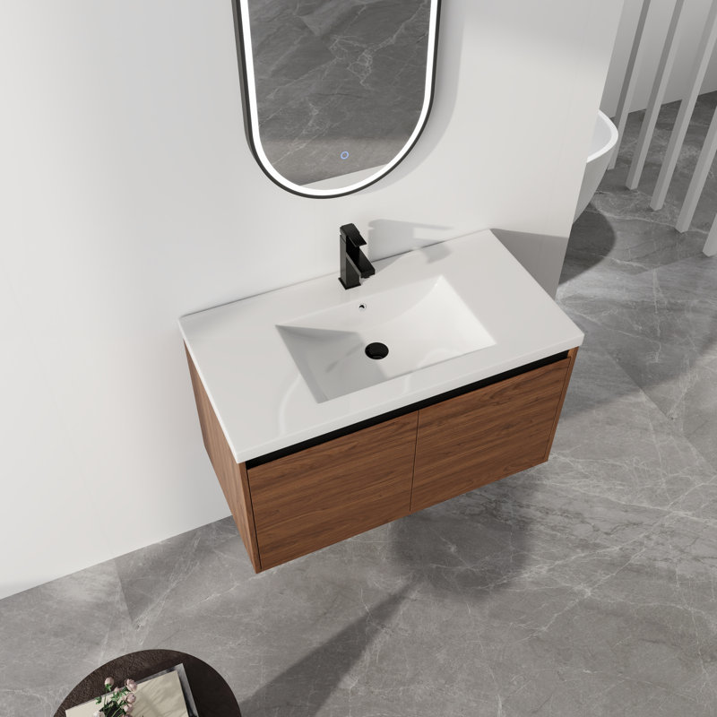 Ebern Designs Brown 36 Inch Bathroom Vanity | Wayfair